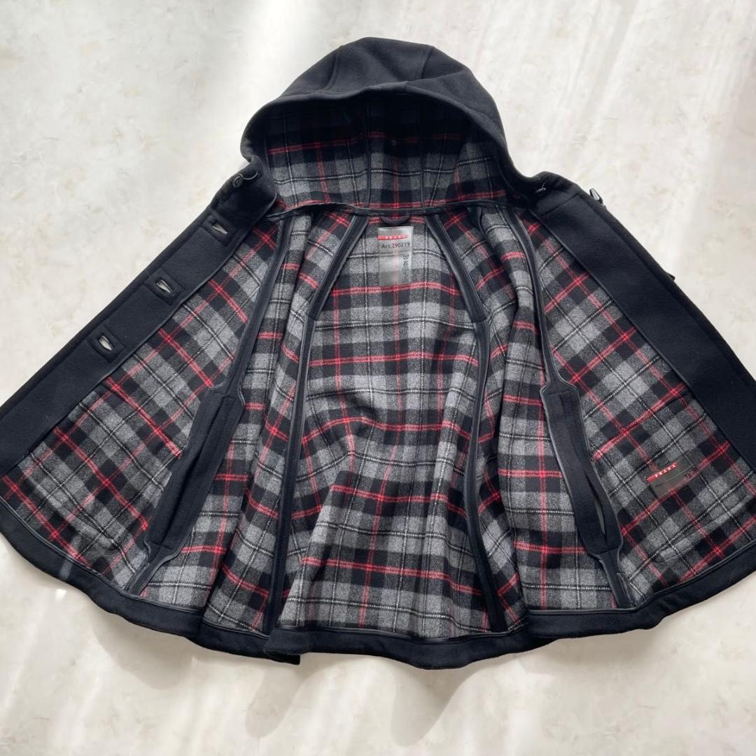 未使用級】PRADA ポンチョ マント ダッフルコート チェック柄 38 M