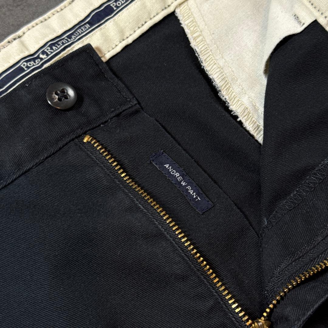 PoloRalphLauren90sANDREWブラックポロチノW38L32古着 商品詳細※即購入