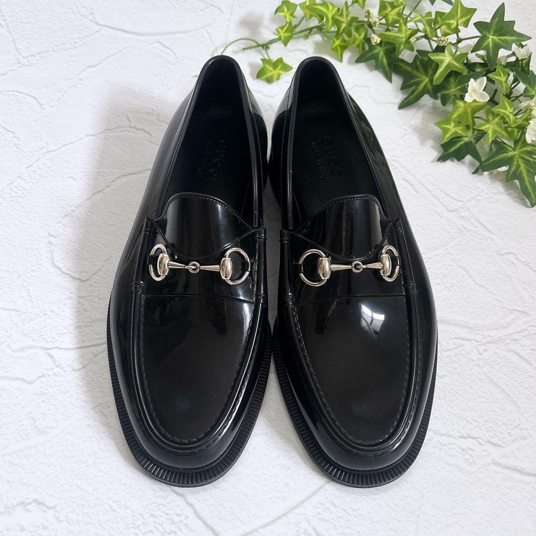 《美品》GUCCI ラバー ホースビット ローファー レインシューズ 黒 7