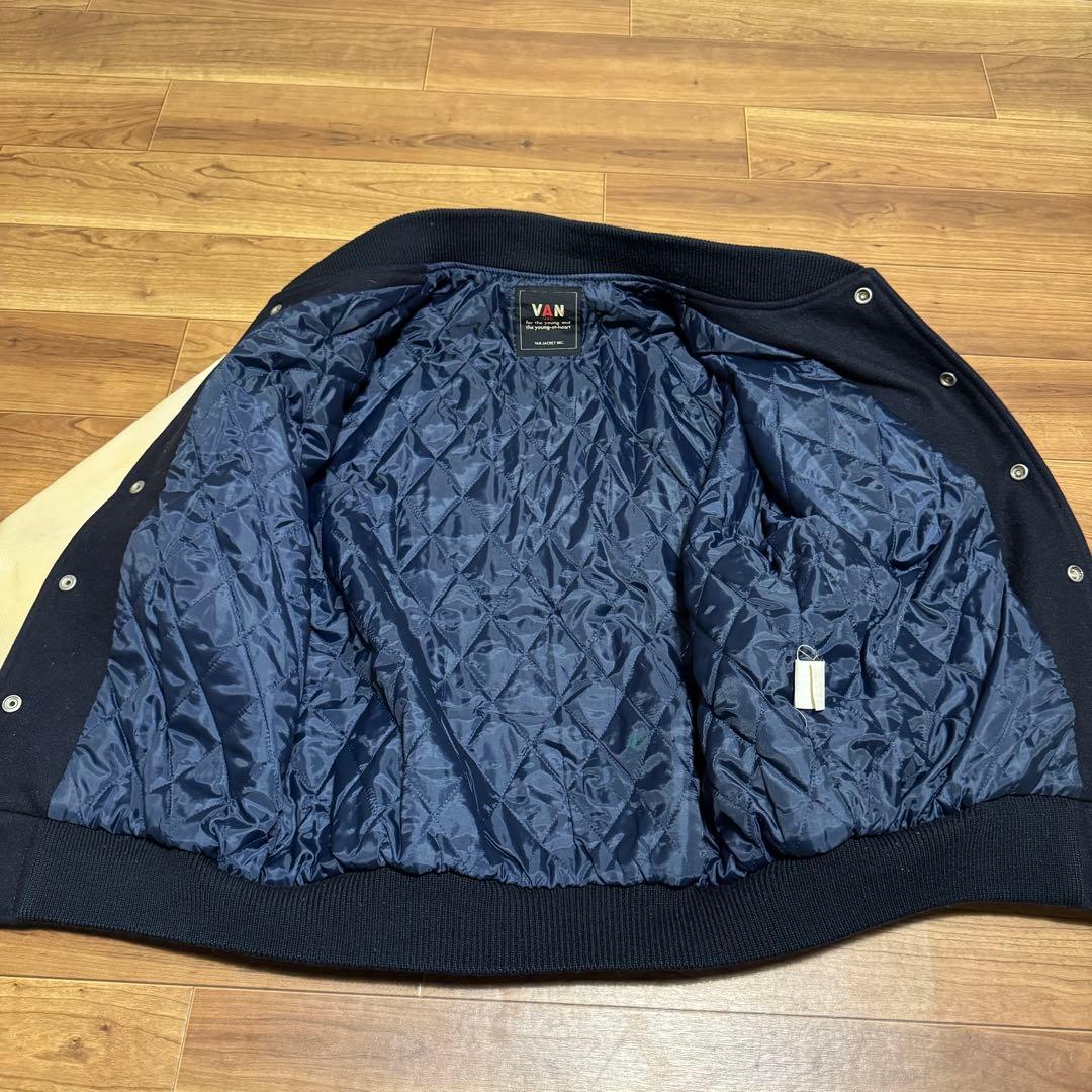 80s 当時物 VAN 袖革 スタジャン ブラック レザー