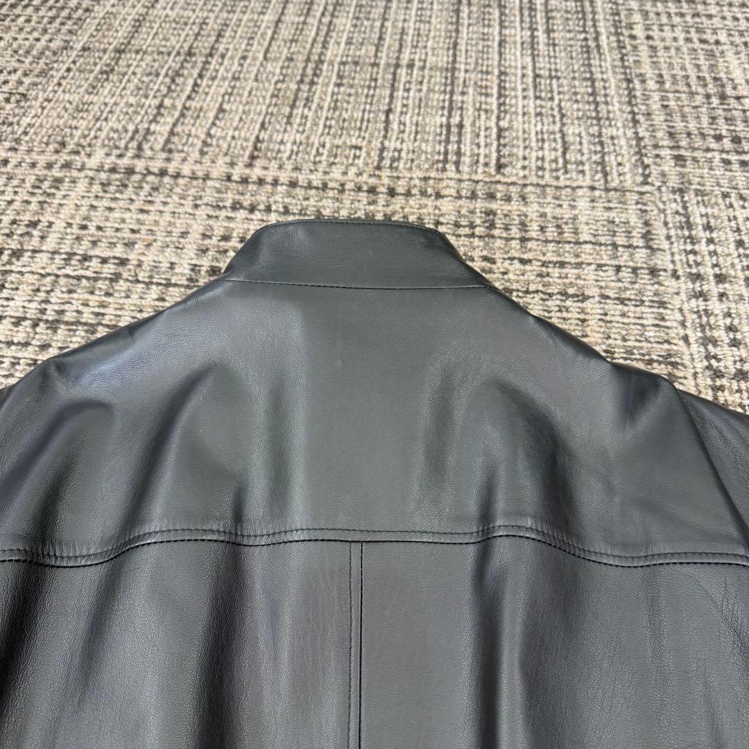 コムサデモード ラムレザー チェスターコート キルティング ブラック