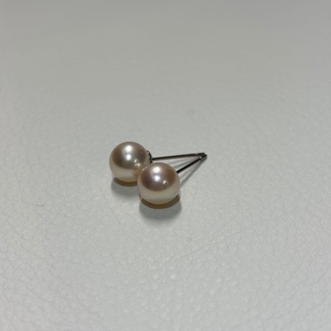 535 パールピアス　あこや真珠　7.9mm