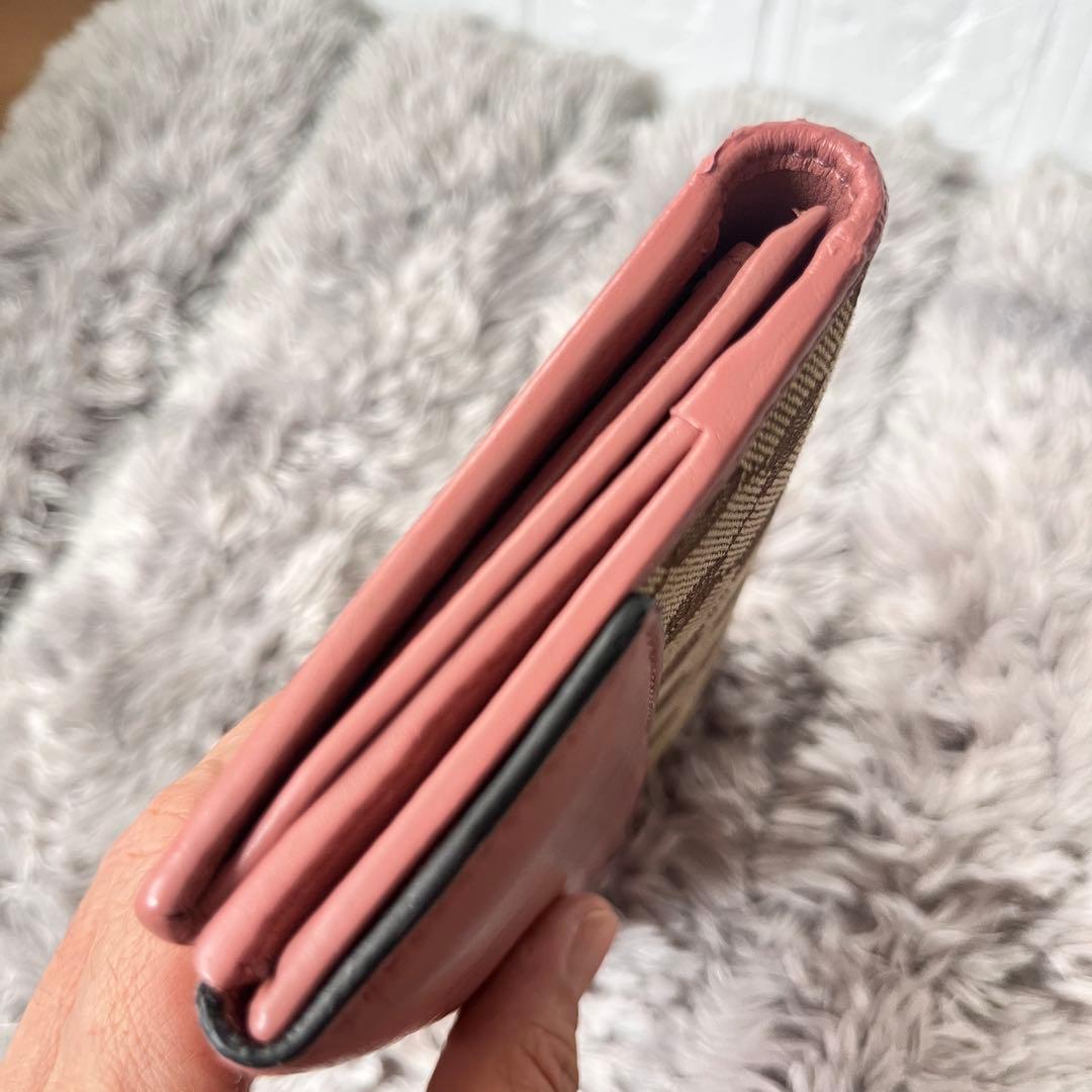 良品✨GUCCI GGキャンバス 長財布 ハート金具 Wホック ピンクベージュ