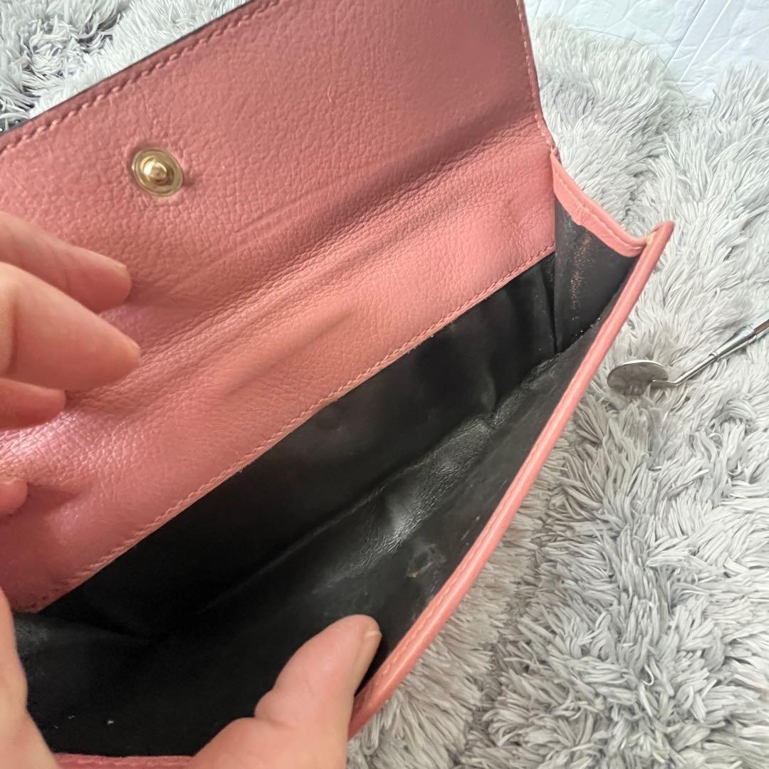 良品✨GUCCI GGキャンバス 長財布 ハート金具 Wホック ピンクベージュ