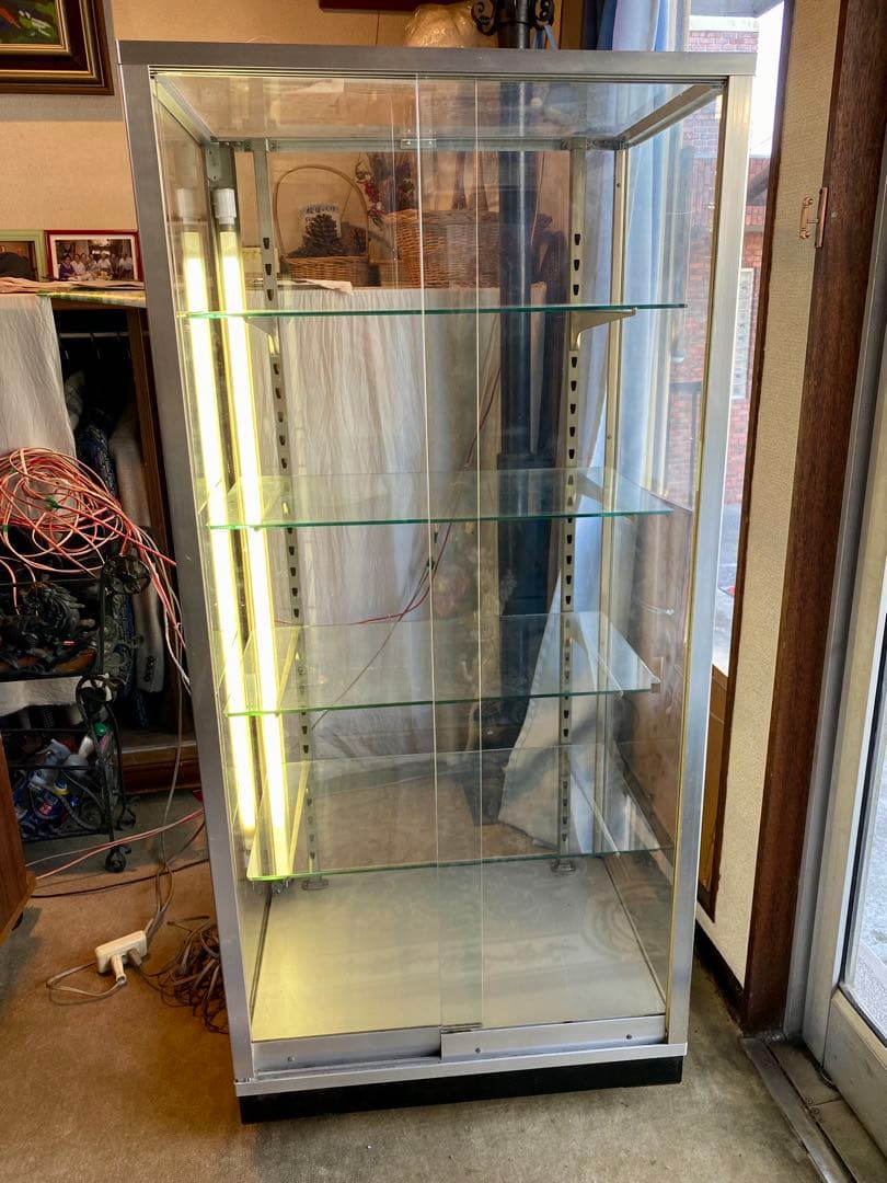 【昭和レトロ】照明付き　ガラスショーケース小　コレクションケース アンティーク 大正ロマン ガラスケース コレクションケース