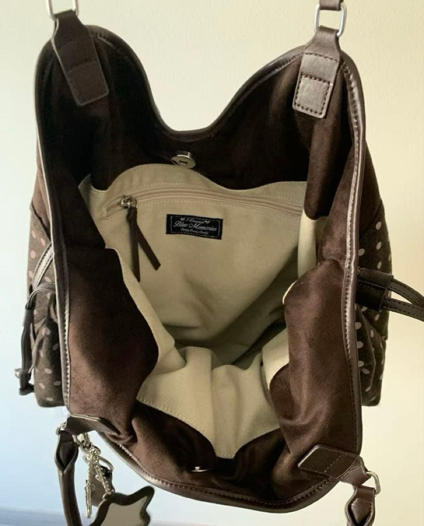 Badblue ブラウン ドット柄 ショルダーバッグ - メルカリ