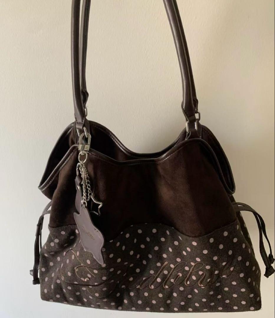 Badblue ブラウン ドット柄 ショルダーバッグ - メルカリ