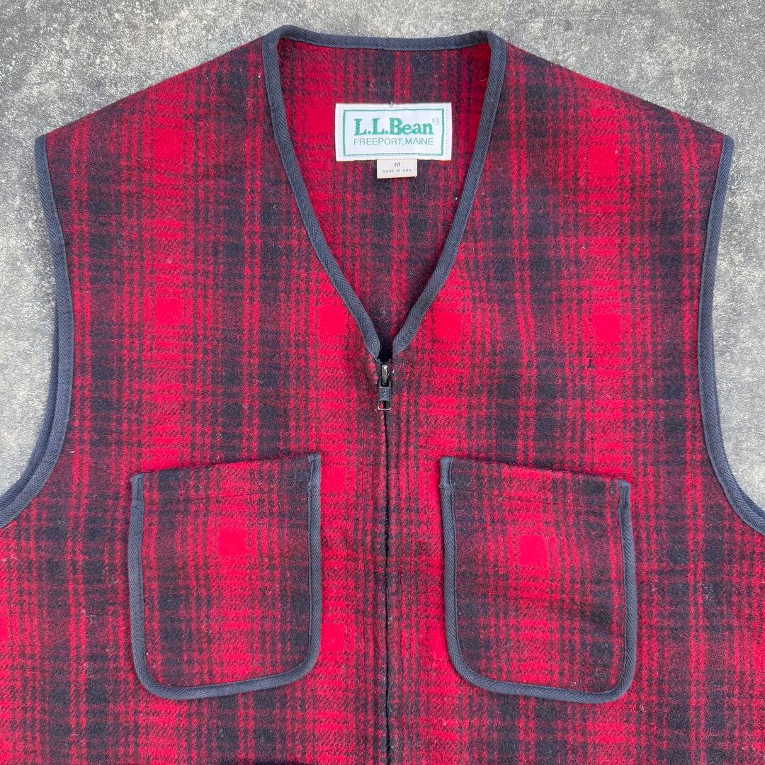 こうた　USA製 70s L.L.Bean ウールベスト チェック 赤黒