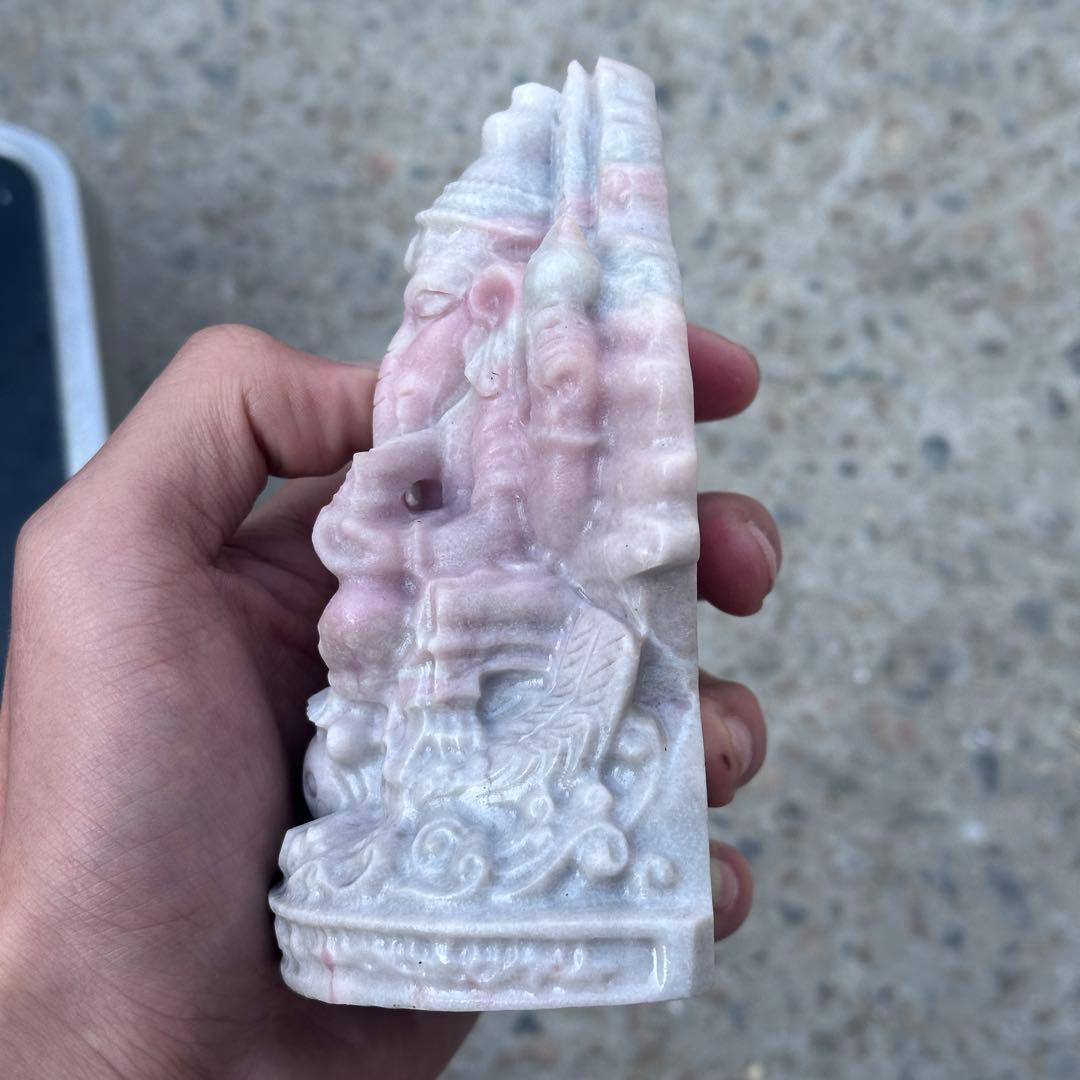 天然石ピンクオパールのガネーシャ 置物 ご購入前に在庫確認必要G.151