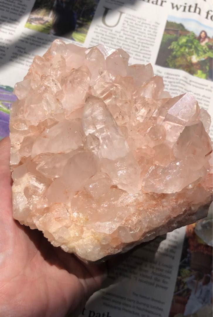 インド　マニカラン産　水晶　クラスター 特別価格/インド/マニカラン産]ヒマラヤ水晶クラスター/原石（ピンク