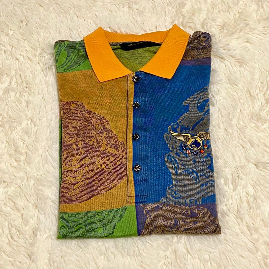 90s 美品 J's ジャンボ尾崎 ポロシャツ ゴルフウェア 派手 マルチ L