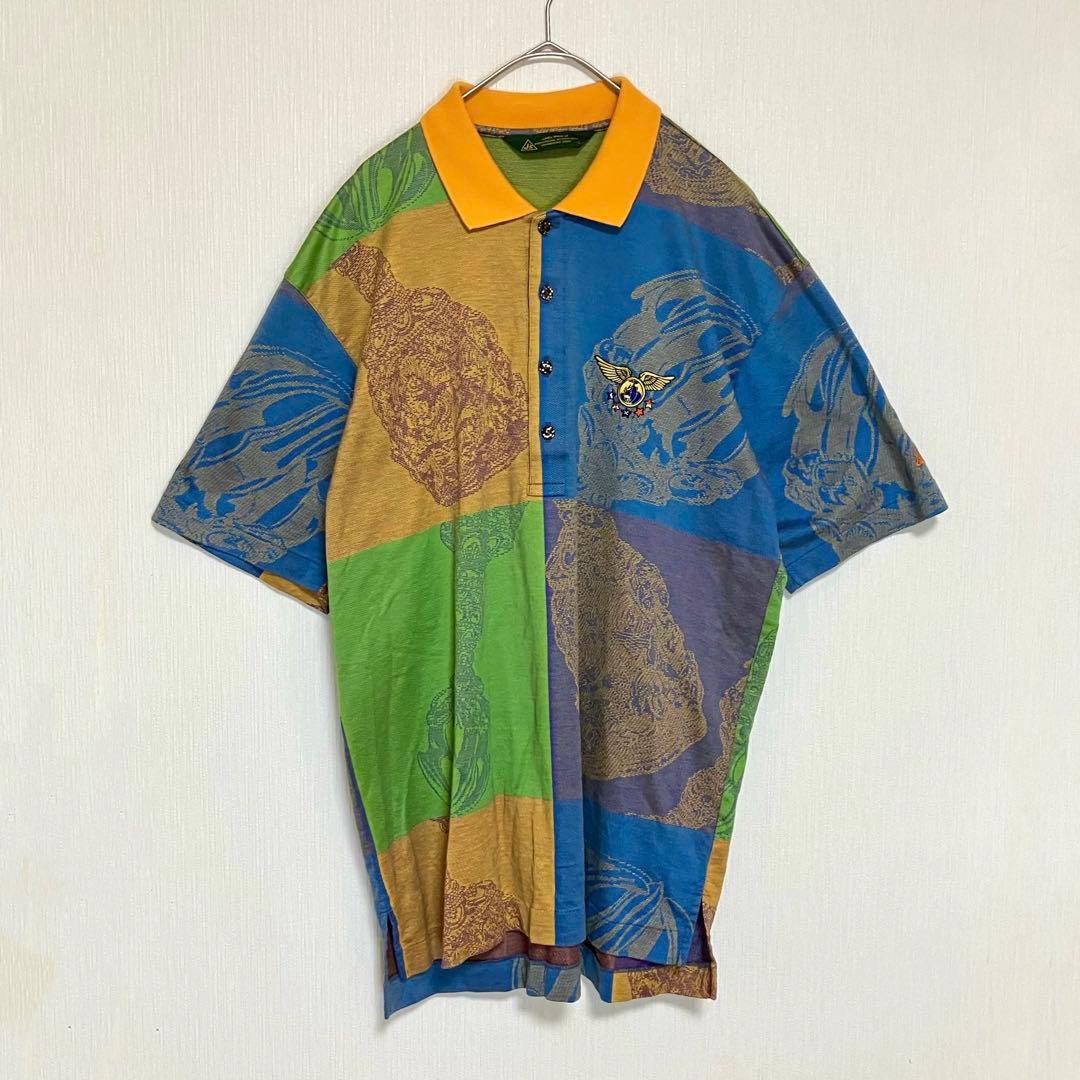 90s 美品 J's ジャンボ尾崎 ポロシャツ ゴルフウェア 派手 マルチ L