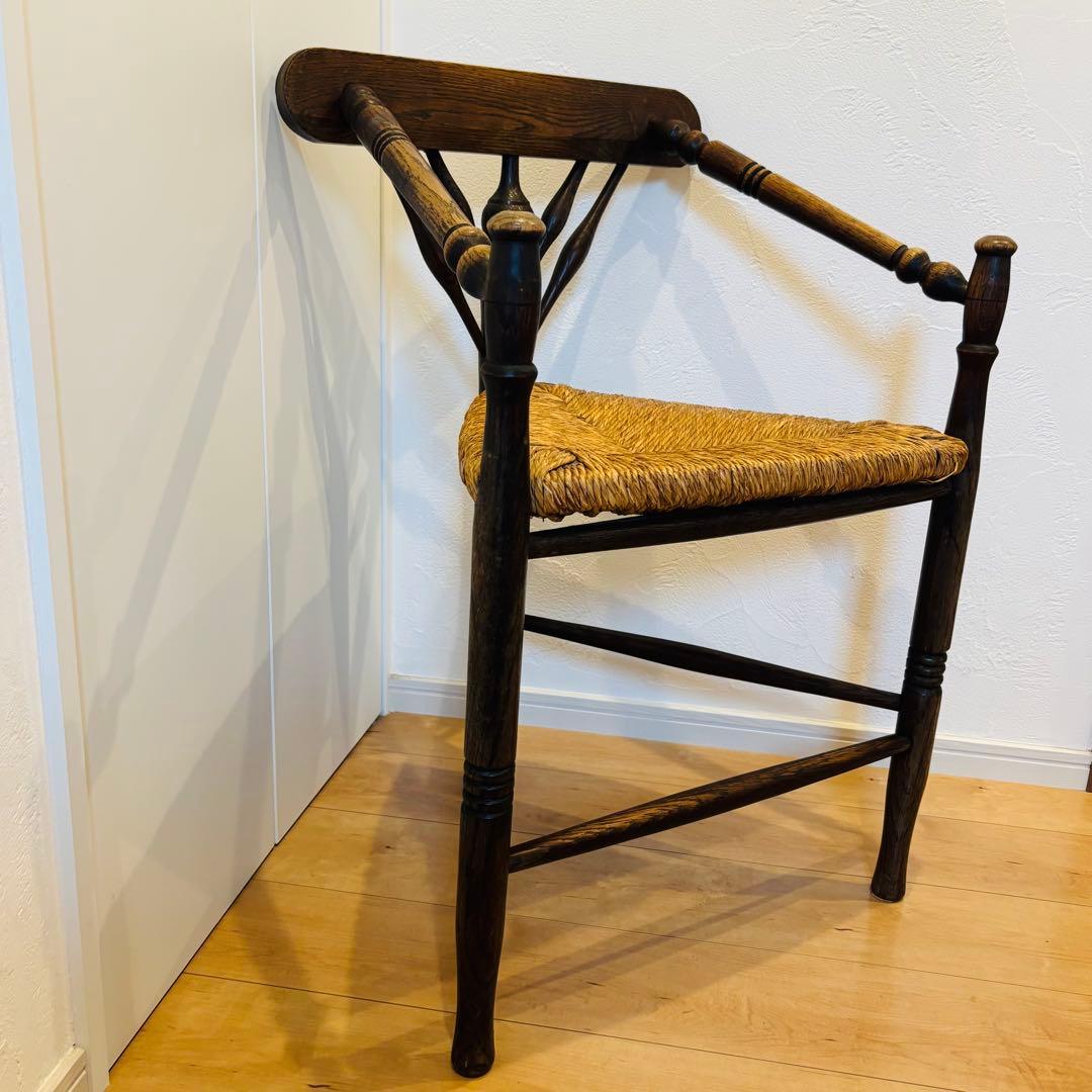 英国アンティーク コーナーチェア オーク無垢材 極上美品 即発送