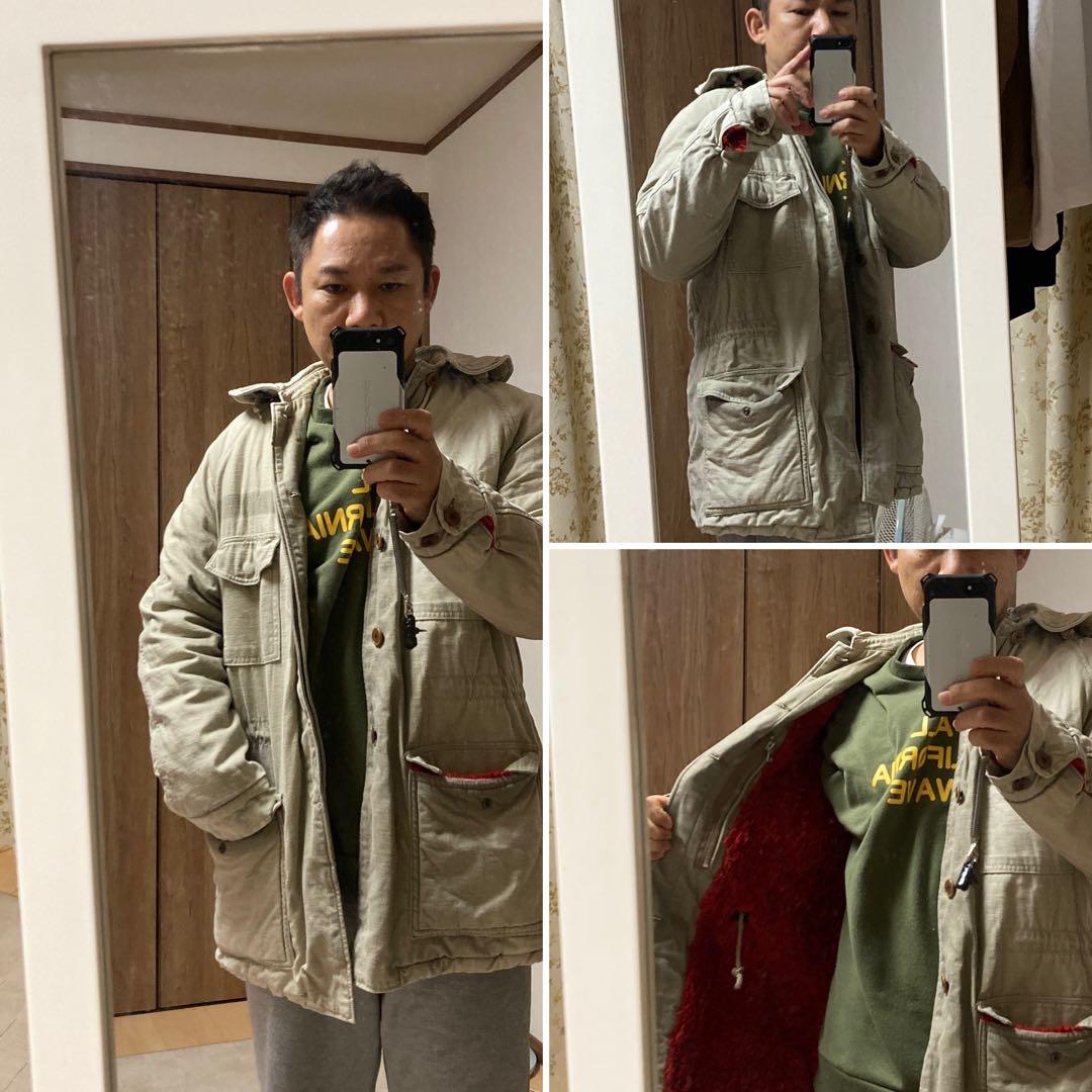 ハリウッドランチマーケット ミリタリージャケット ボア 赤 毛糸