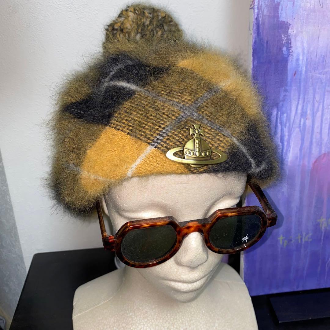 ヴィヴィアンウエストウッド アンゴラ混 ベレー帽 チェック柄 - メルカリ