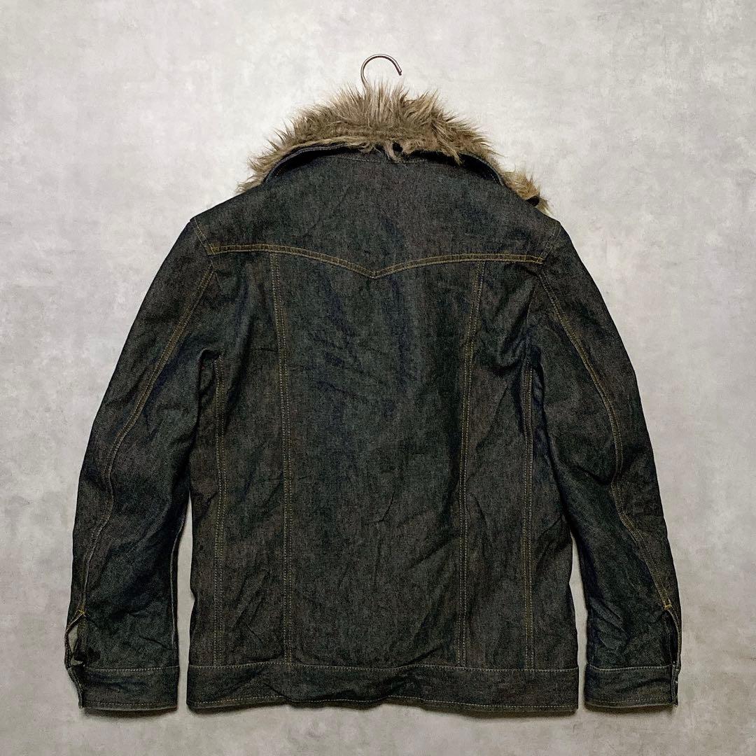 00s y2k A.S.M ファー付デニムジャケット 平成ギャル男 グランジ Mの
