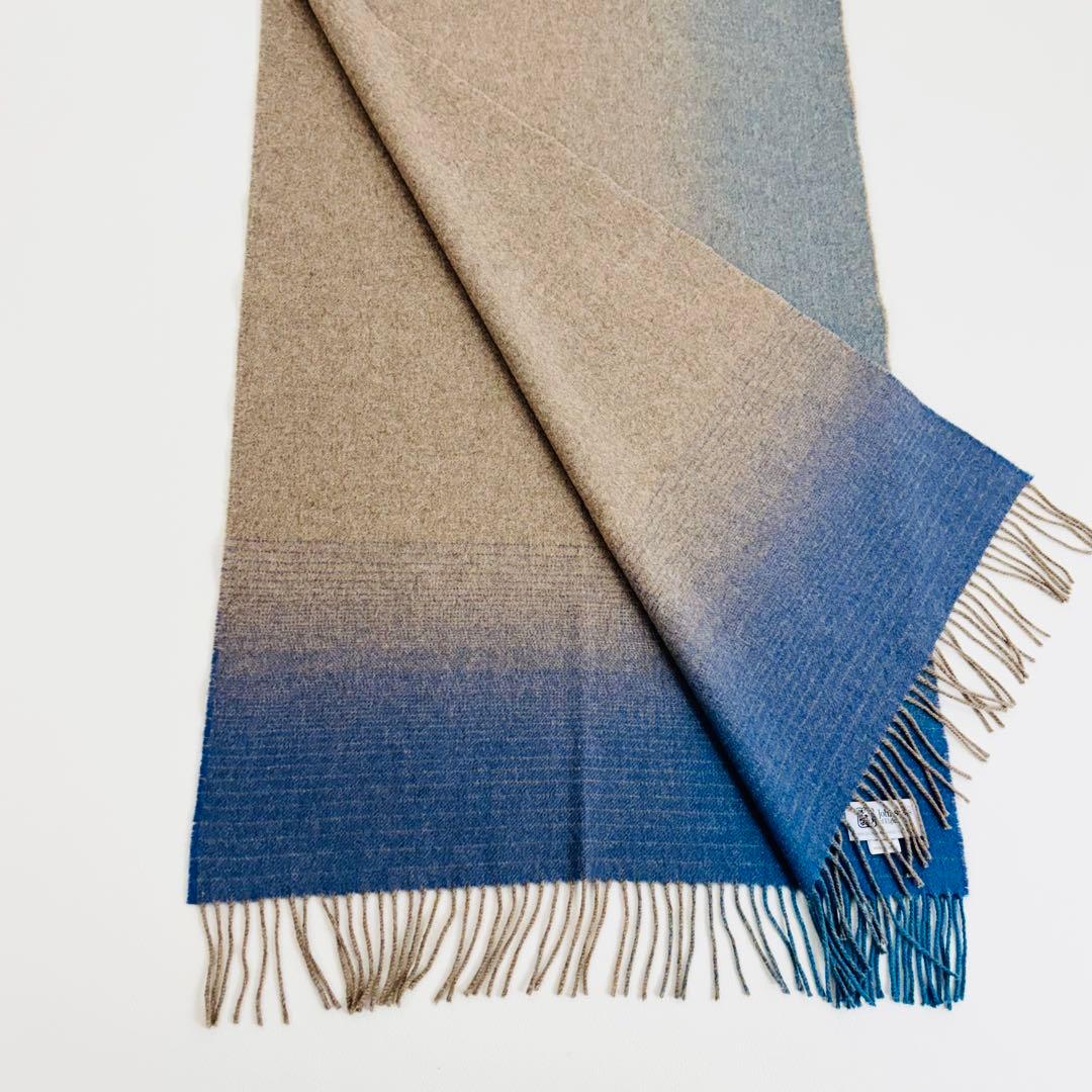 1834【極美品】ジョンストンズ 中判ストール カシミヤ100% グラデーション