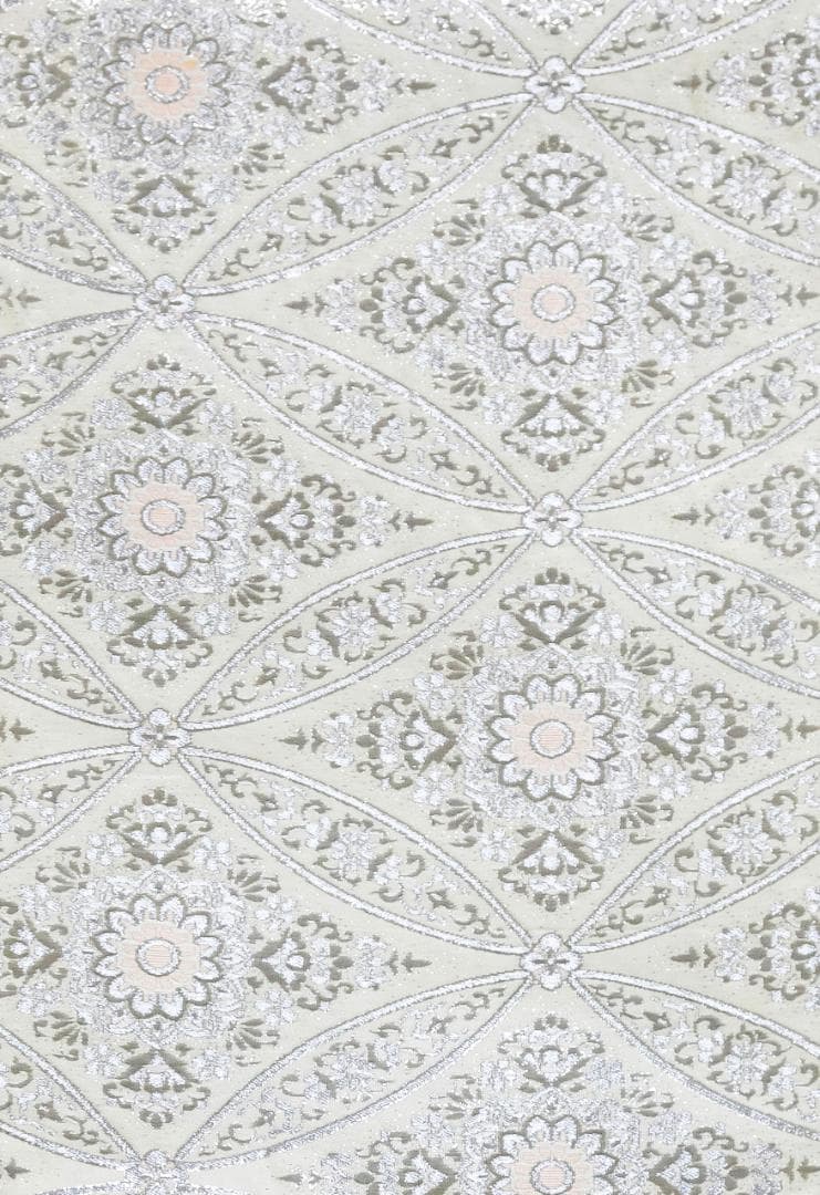 新入荷！！プレス加工済 正絹 礼装用袋帯 銀糸 六通織 変り七宝華文