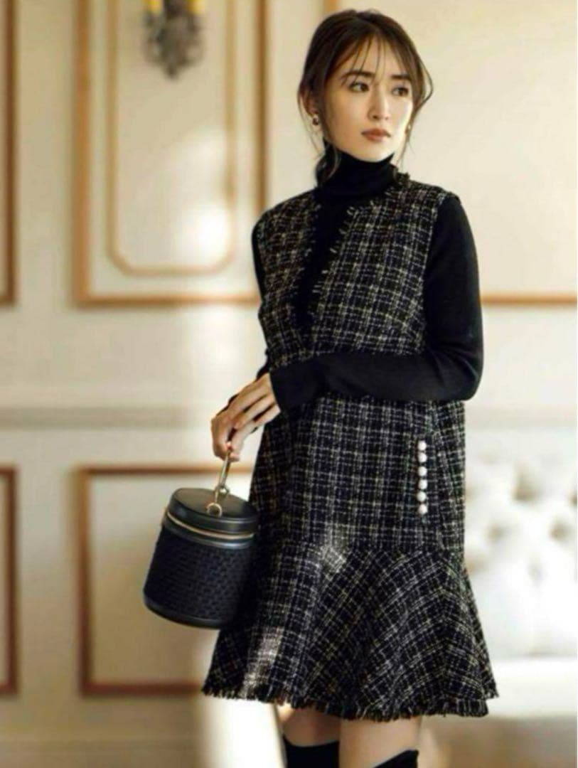 アプワイザーリッシェ ツイードペプラムミニワンピース Apuweiser-riche（アプワイザーリッシェ）の「ツイードペプラムミニ