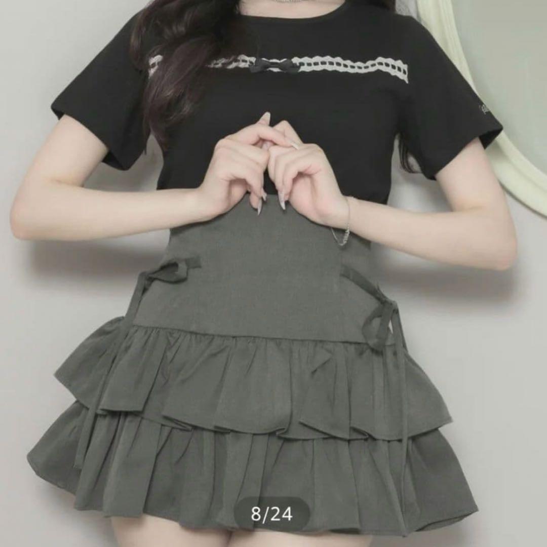 サイドリボンティアードスカート　pium ドロストベルトティアードフリルスカート – pium