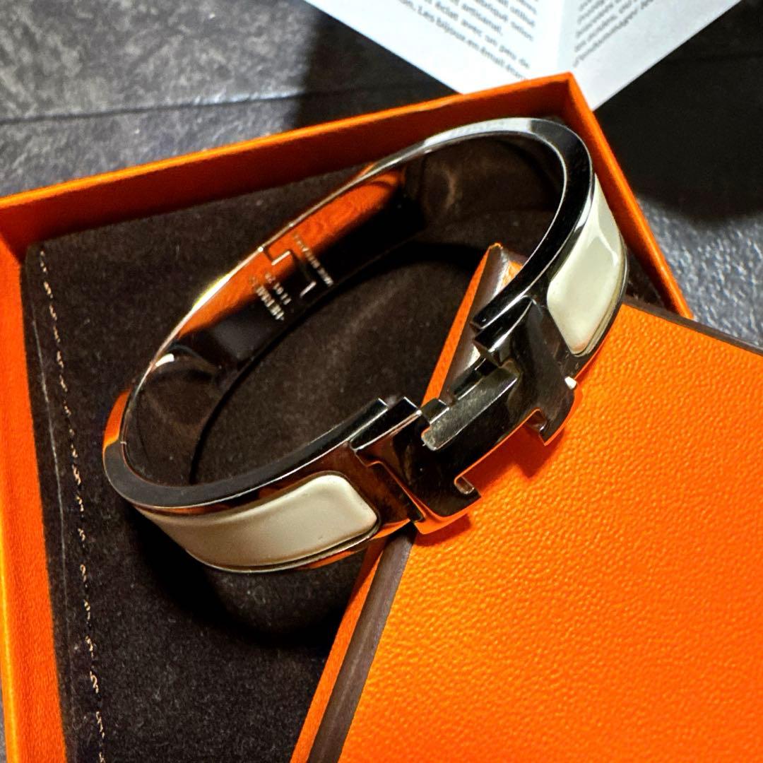 HERMES ホワイト・シルバーバングル HERMES バングル ホワイトxシルバー HERMES バングル シルバー