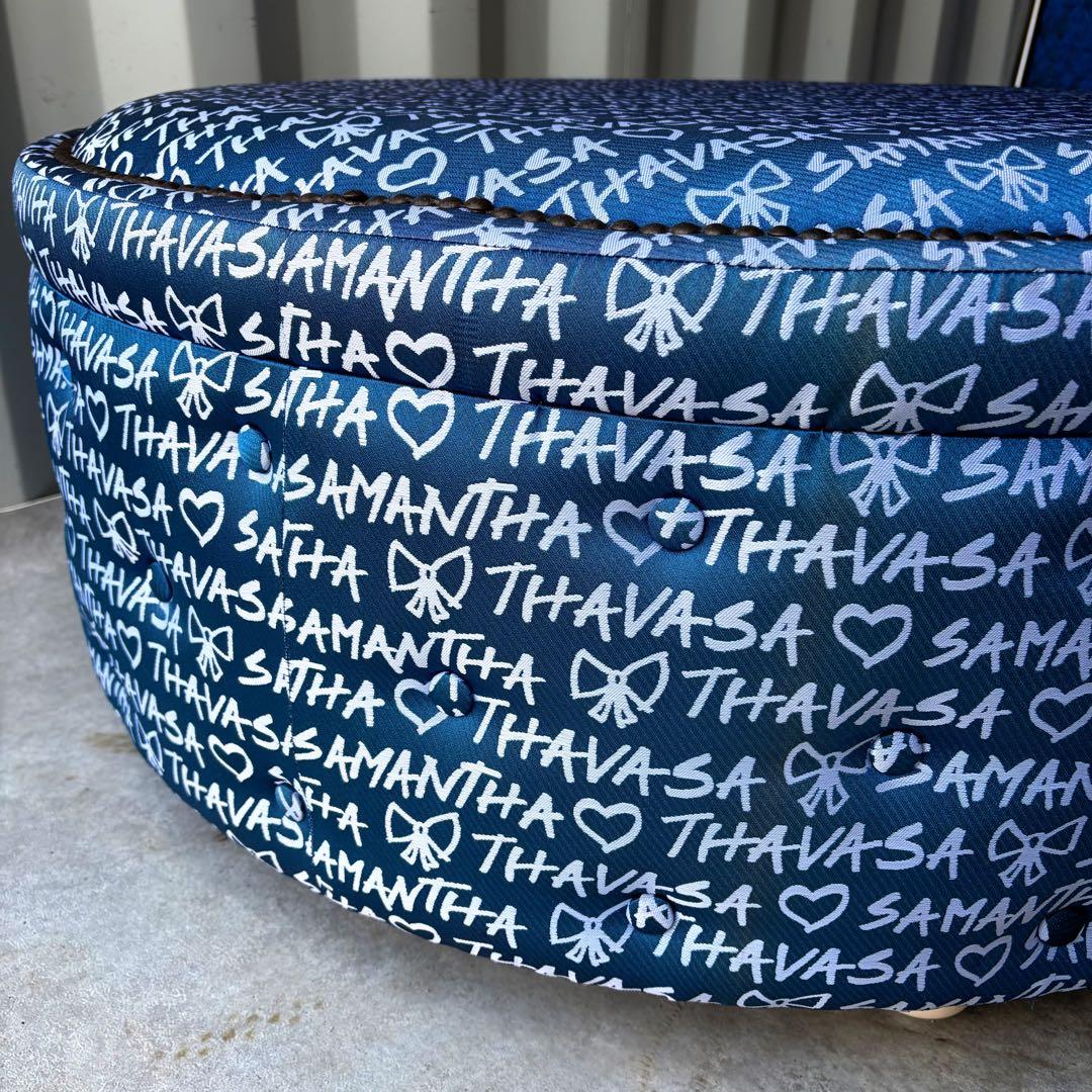 取付無料！サマンサタバサ 非売品 ブルーファブリック円形スツール