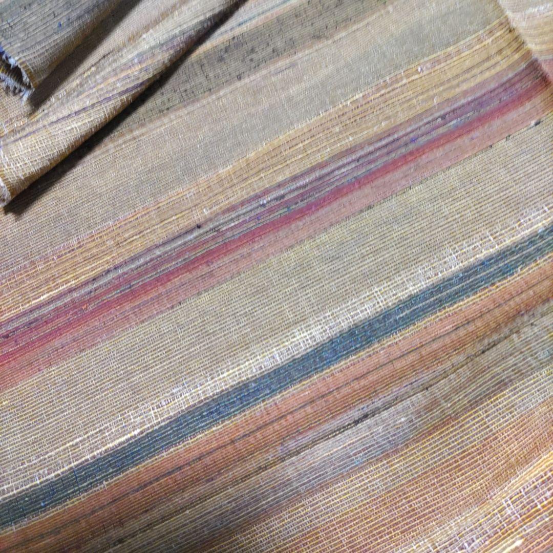 《アンティーク、絹広巾裂織布》（美品）63×410でたっぷり、細かく軽い1618