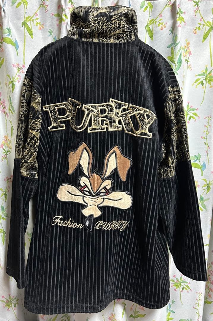希少　ヴィンテージ　PURKY パーキー　ベロア　ジャージ　セットアップ PURKY ベロア ジャージ セットアップ ジップアップ 刺繍ロゴ パーキー