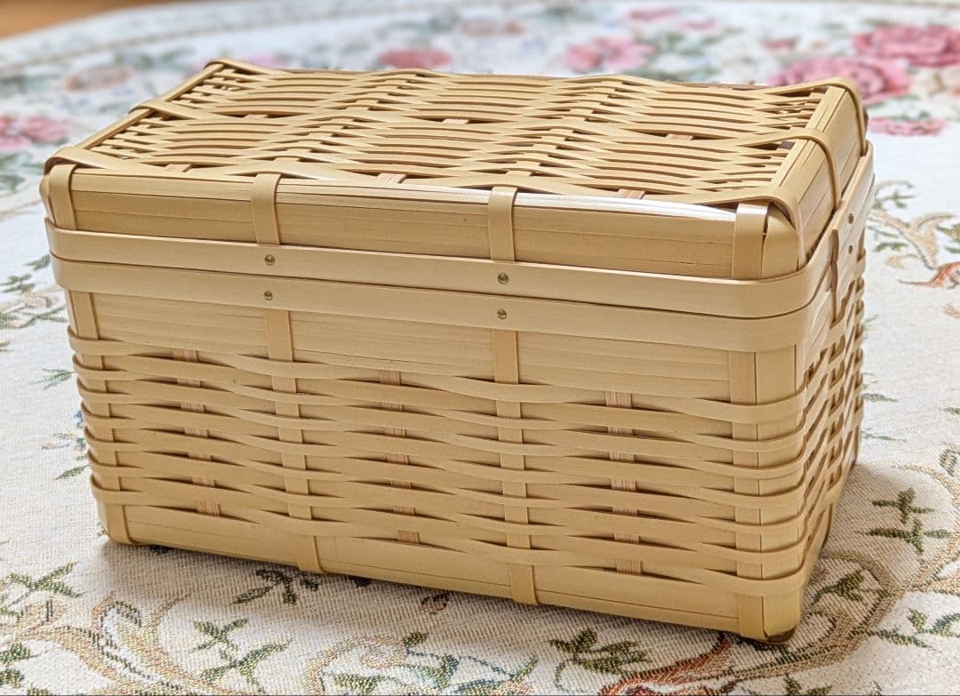 おしろ角物店　竹製 蓋付きバスケット（マスクケース） おしろ角物店 竹製 蓋付きバスケット（マスクケース） おしろ角物店 竹