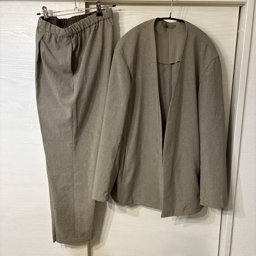 アダムエロペ ADAM ET ROPE ノーカラーセットアップ L リネン風 ADAM ET ROPE'（アダムエロペ） セットアップ 「RIRANCHA」サマー