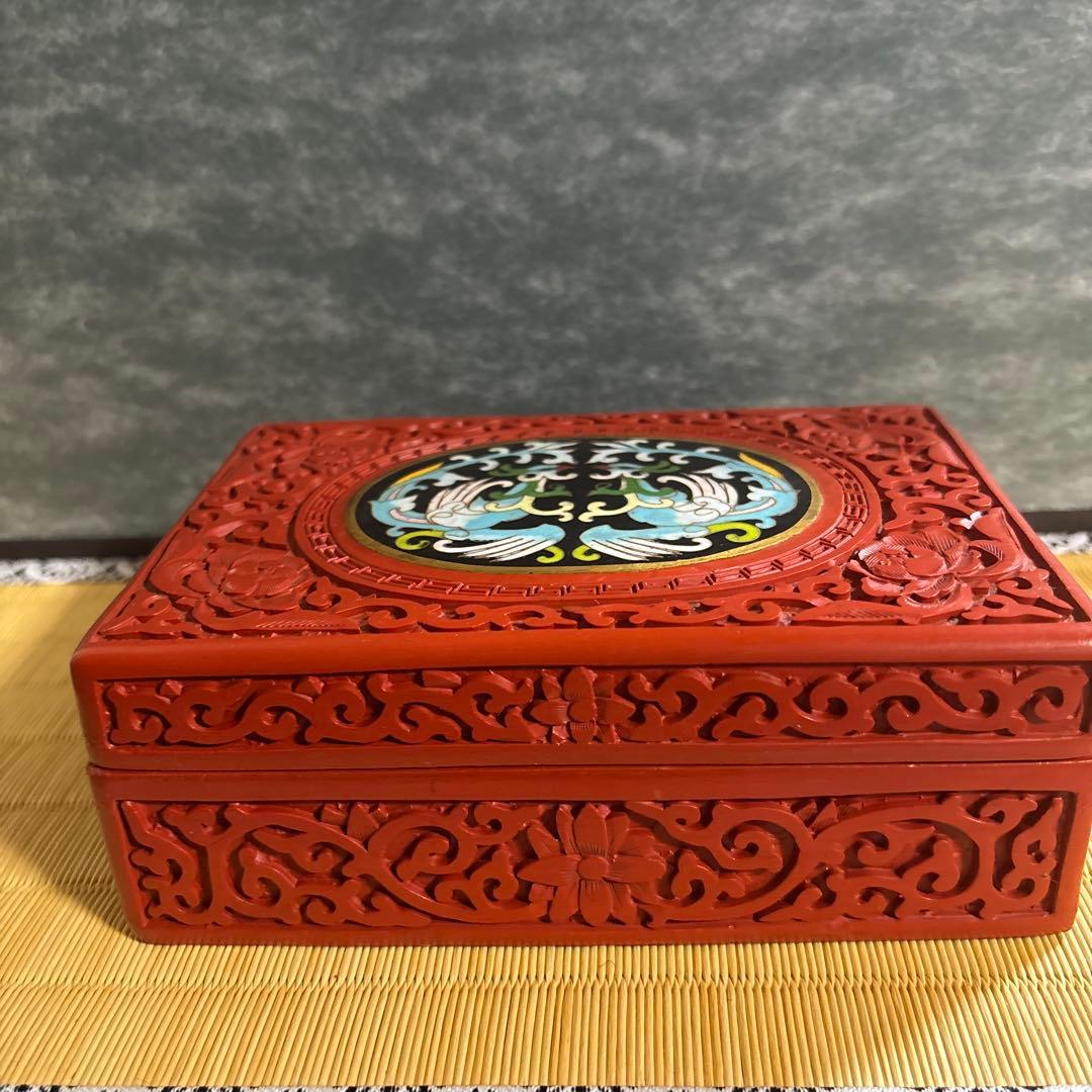 希少 古美術 七宝 堆朱 小物入れ