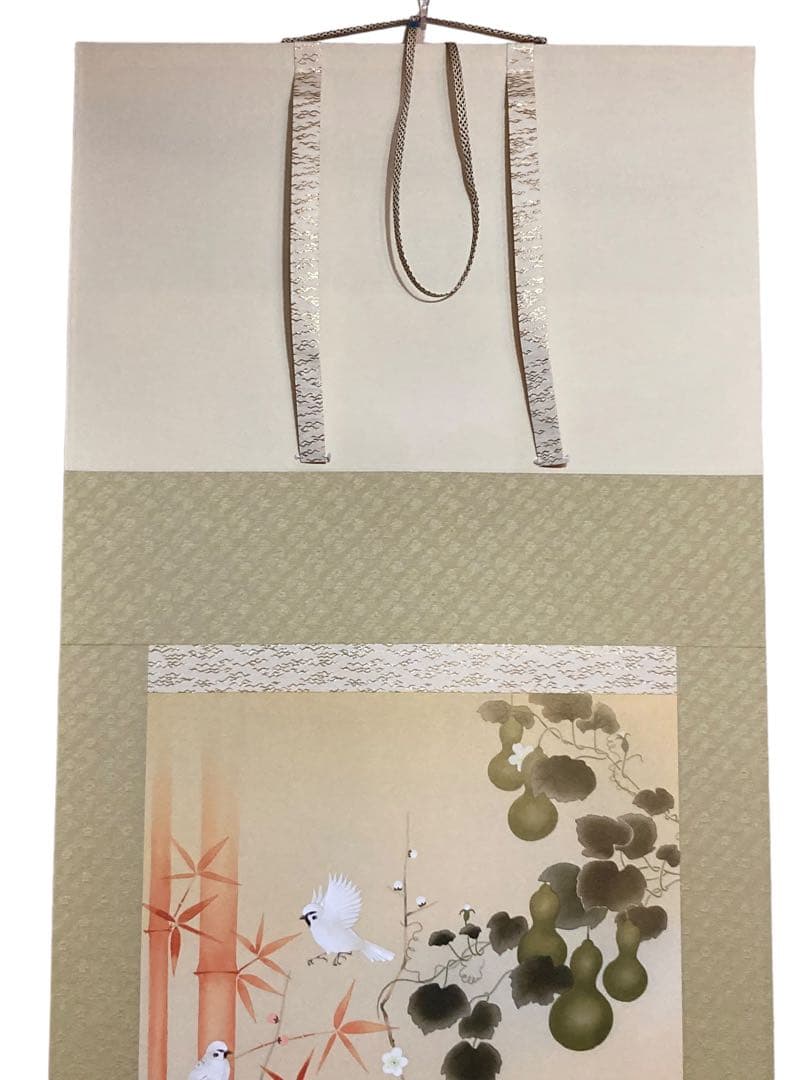 掛け軸 掛軸 吉祥四季開運之図 尺五 石田花堂 桐箱付き 床の間 和室