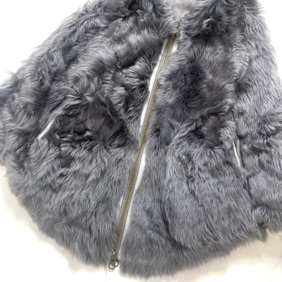 最高級✨羊革 リアルムートン ポンチョ ラムレザー リバーシブル