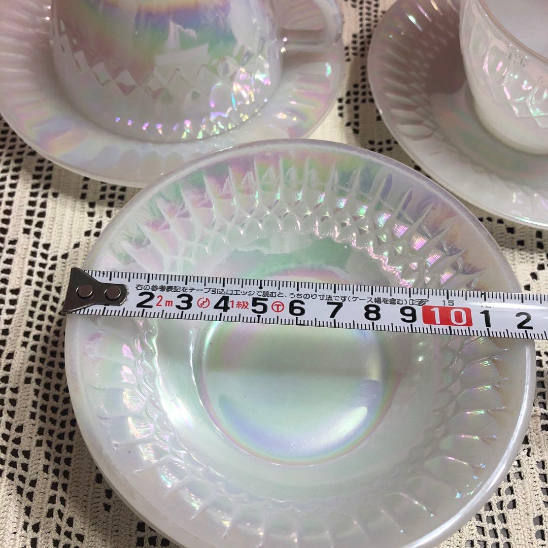 フェデラル オーロラミルクガラス カップ&ソーサー ボール セット