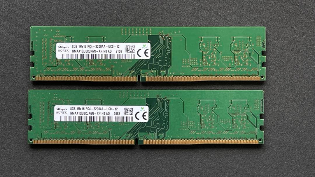SK hynixのPC4-3200AA 8GBメモリ2枚セット ディスクトップ用 SKhynix