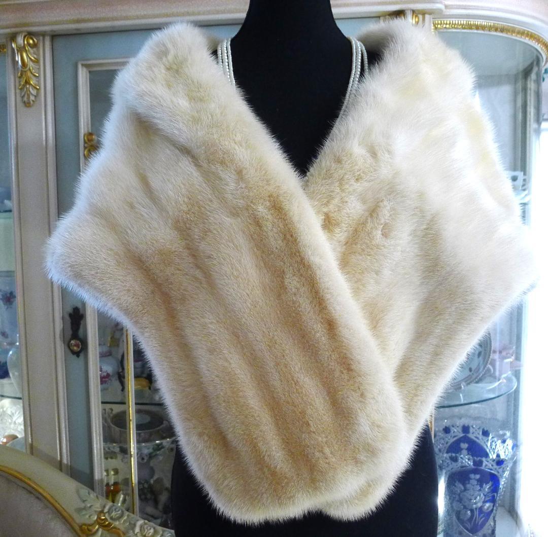 ◇【Grace Fur】お洒落な大判クロスホワイトMINK ストール144㎝◇ ファーファー FURFUR 千鳥柄大判ストール （GRY） -ファッション通販