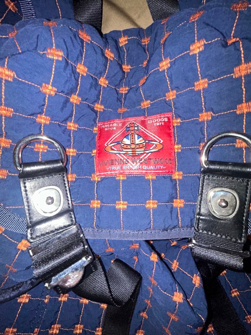希少】vivienne westwood/ネイビーオレンジキルティングリュック