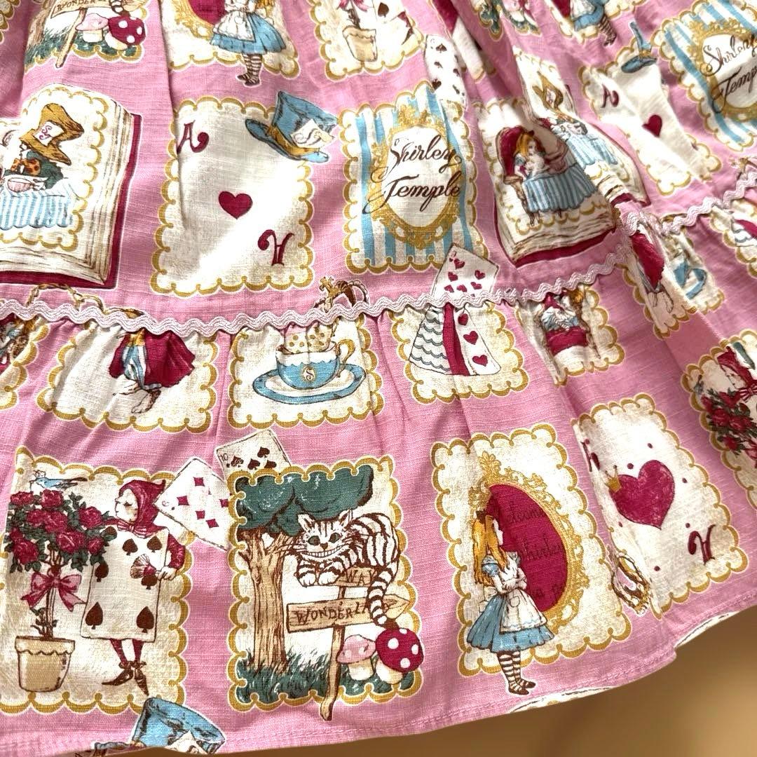 美品 シャーリーテンプル 不思議の国のアリス 絵本プリントワンピース