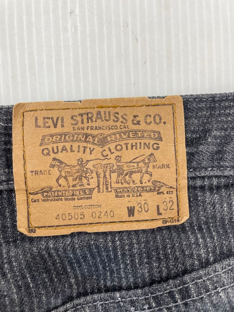 knmen133-0308 リーバイス505 ブラックストライプデニム 80年代の通販