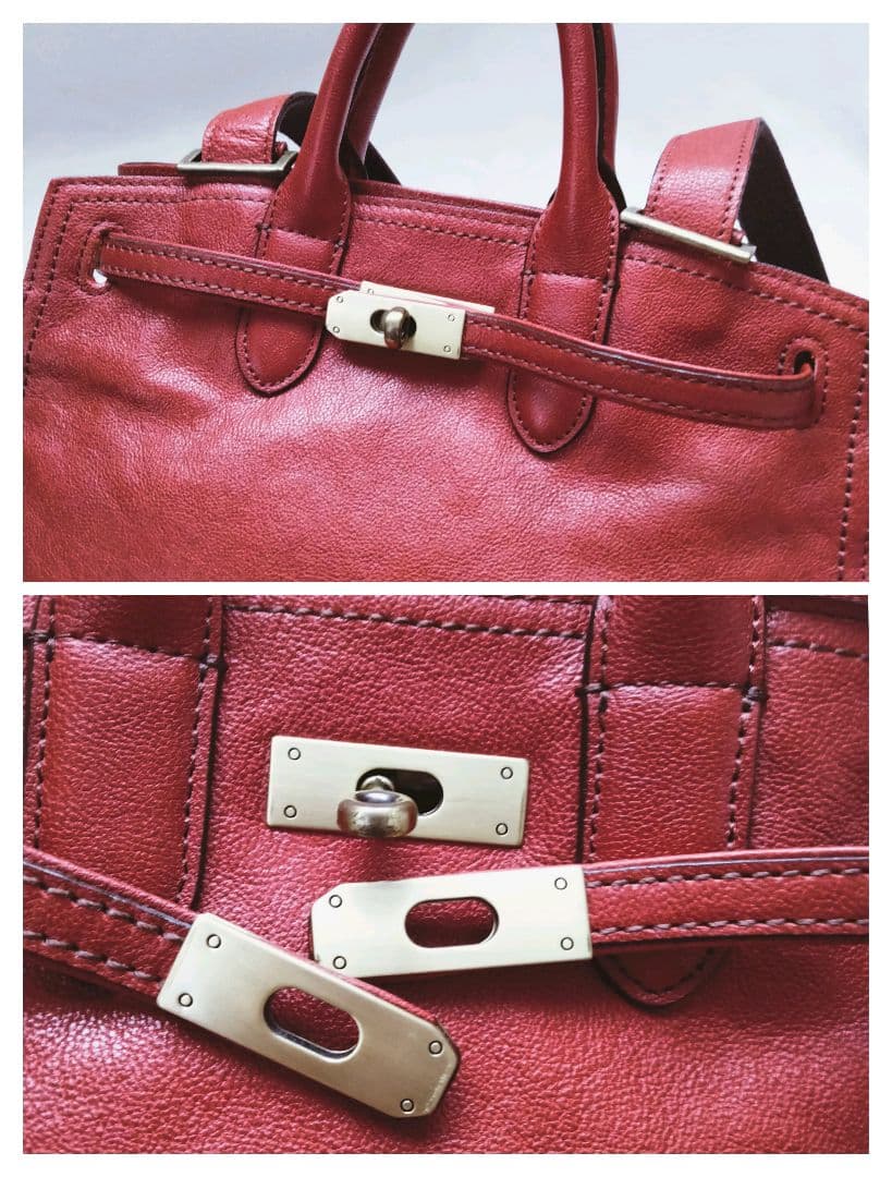 美品✨️ ダコタ オーリオ2 2WAY リュック ターンロック レザー 本革 赤
