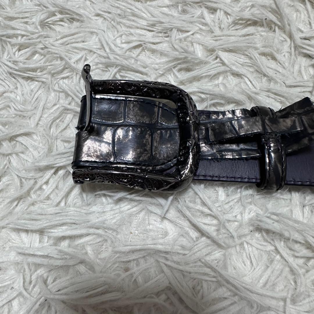 ELLIOT RHODES クロコ型押し×ハラコ スタッズベルト