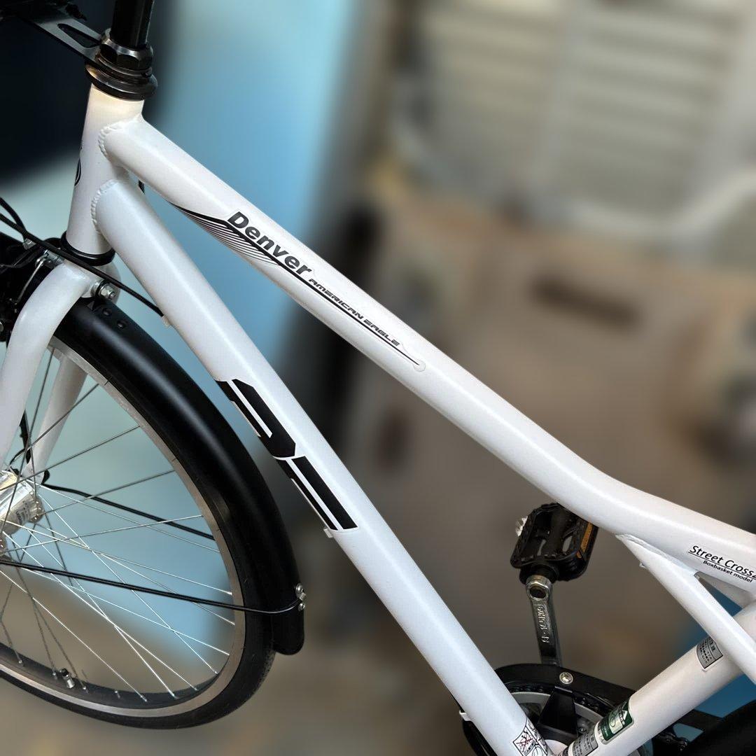 新品未使用品‼️Denver シティサイクル ホワイト 鍵付きバスケット付き6段