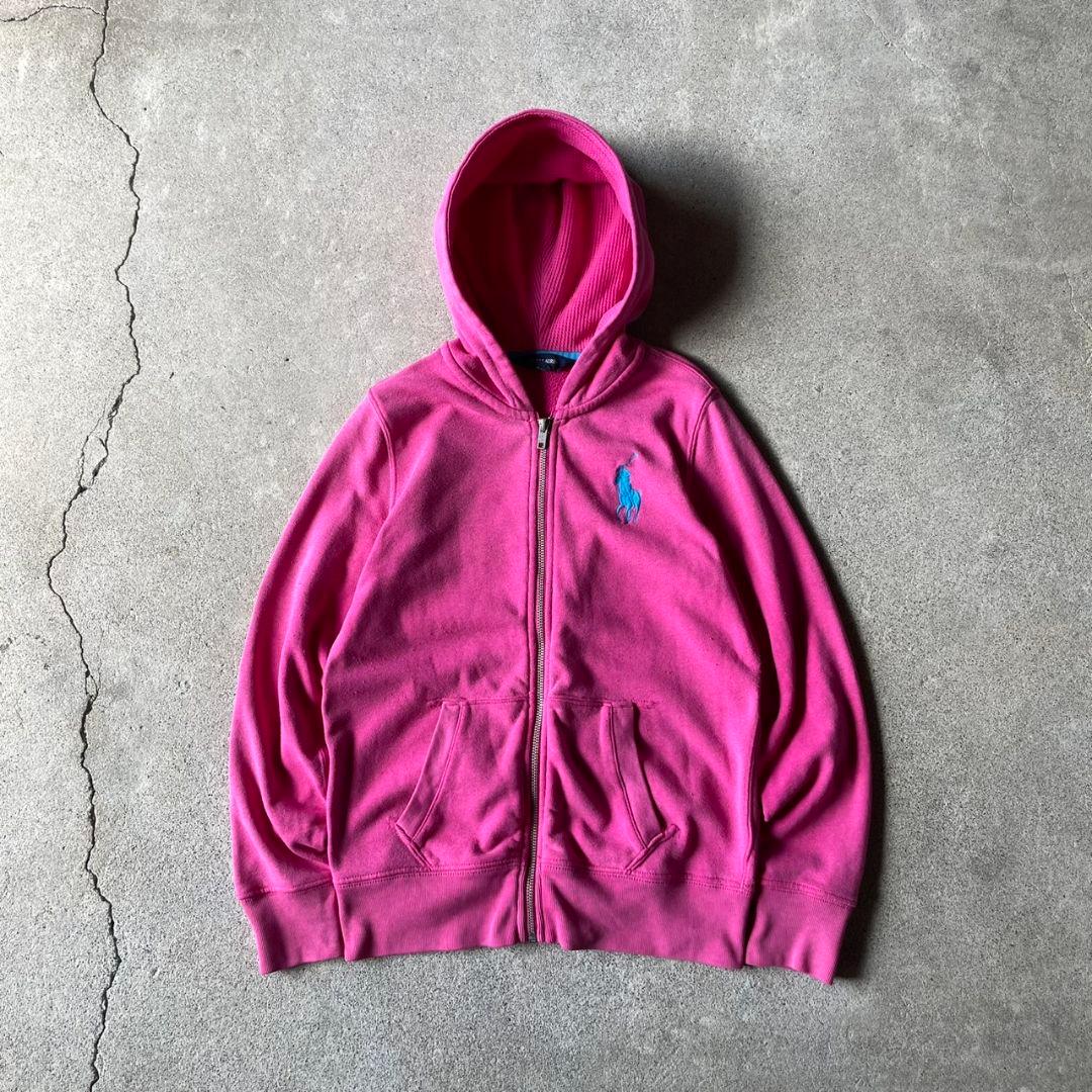 Polo Ralph Lauren ビッグポニー ジップパーカー ピンク 短丈 - メルカリ