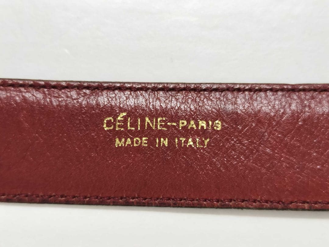 希少 オールドセリーヌ ベルト 馬車金具 ゴールド金具 ボルドー レザー