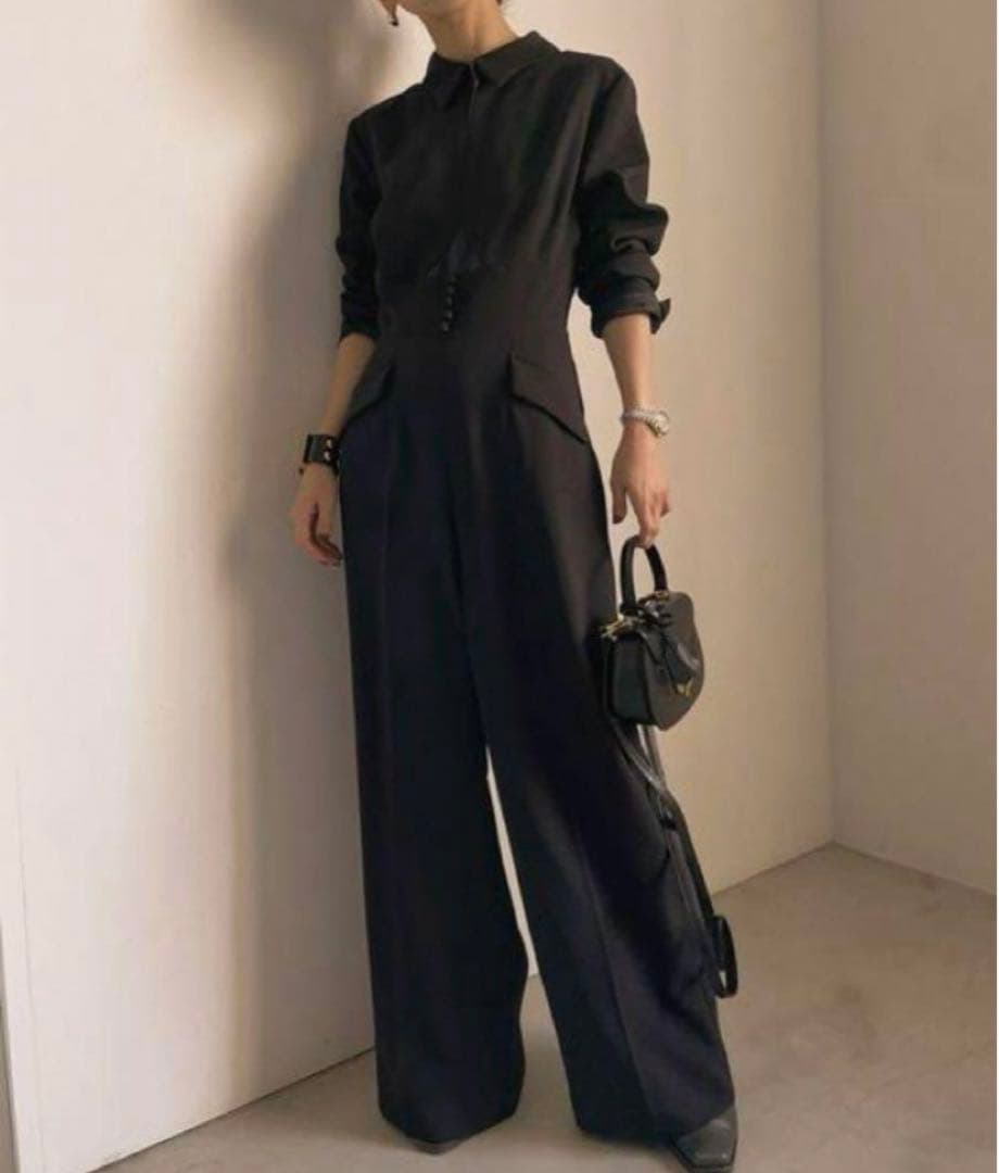 AMERI UND BAL COLLAR FRONT OPEN JUMPSUIT - メルカリ