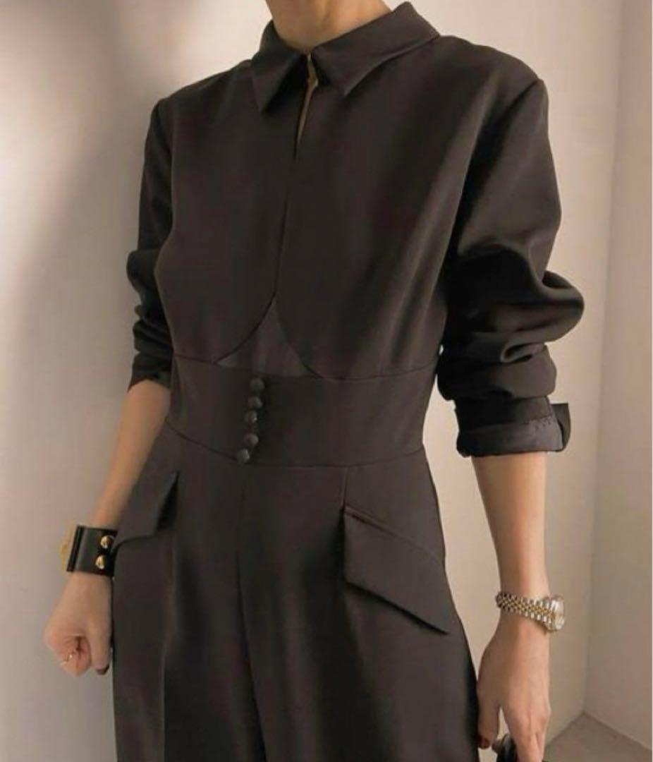 AMERI UND BAL COLLAR FRONT OPEN JUMPSUIT - メルカリ