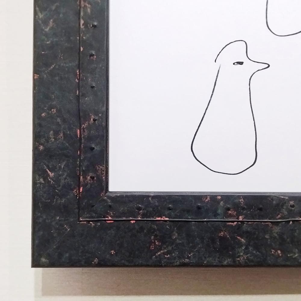 内野隆文 とりのマーチ 鳥 ドローイング イラスト 絵画 現代美術 額縁 真作