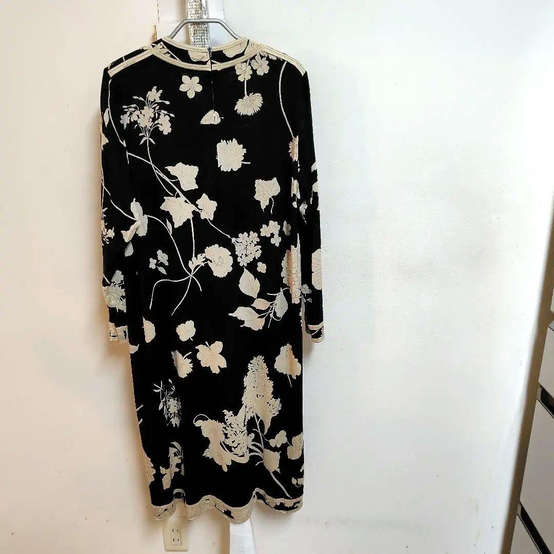 LEONARD 花柄 ワンピース Vネック 長袖ひざ丈チュニック