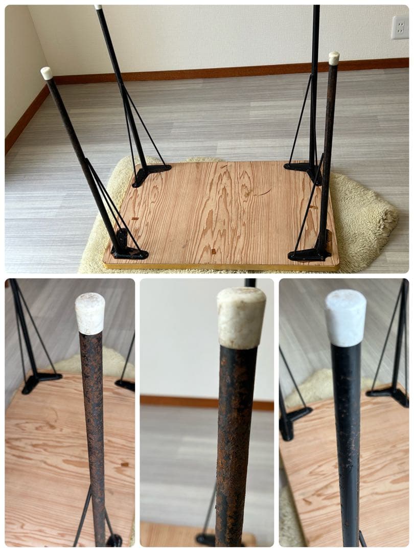 昭和レトロ ポップ 花柄 鉄脚テーブル ヴィンテージ 作業台 ダイニング