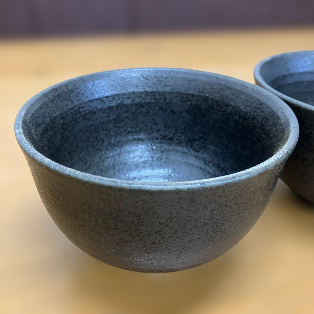 ⑭萩焼 蓋茶碗 一対 晴山 作 共箱 共布 茶道具 直径11cm